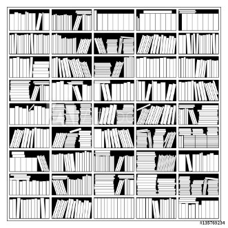 Picture of Bookshelf In Black And White Vector Illustration